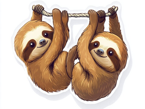 sloth animal cute hanging rope nature wildlife tropical cartoon illustration two sloths playful sloths animal art jant 8k quality detailed --ar 4:3 --v 6.1 Job ID: db2bbac7-5edf-4bd1-93b5-934a4e3330c3