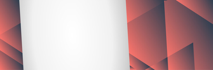 A white space with a red and gray geometric background. triangular shapes.