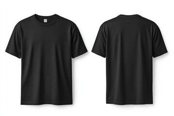Naklejka premium Black Tshirt Mockup Front and Back Isolated created with Generative AI