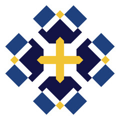 Fototapeta premium Blue and Yellow Tribe Ornament Illustration