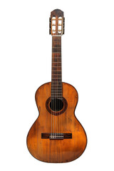 Obraz premium A Vintage Acoustic Guitar with a Worn Wooden Body