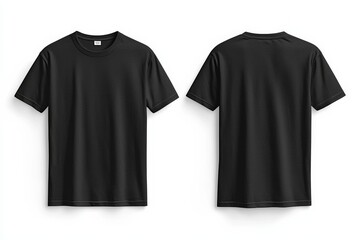 Naklejka premium Black Tshirt Mockup Front and Back Isolated created with Generative AI
