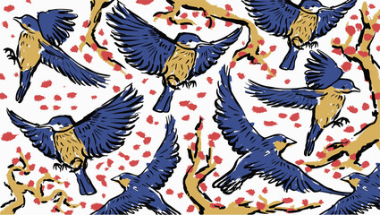 pattern with birds and flowers