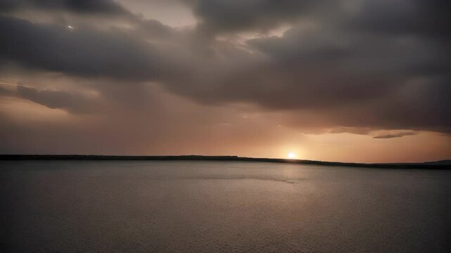 Sunset Over Water with Dramatic Clouds