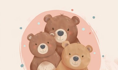 Fototapeta premium Realistic cartoon avatar of cute brown bear animal on simple minimalist background Generate AI