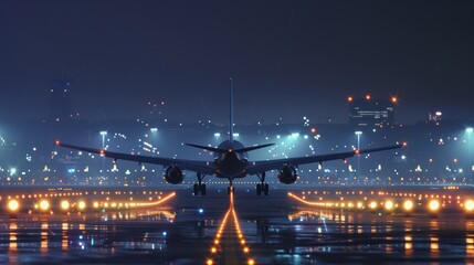 Airplane Landing at Night