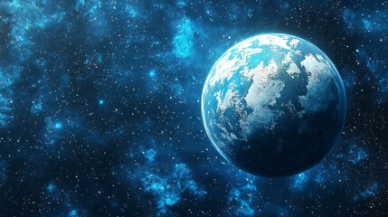Obraz premium A blue planet in the middle of a starry sky