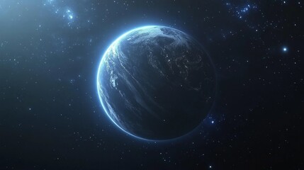 Obraz premium A blue planet in the middle of a dark sky