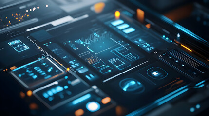 Obraz premium Futuristic Digital Interface Design 3D Illustration