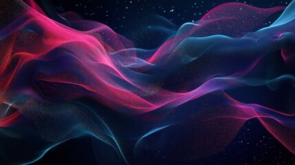 Fototapeta premium Abstract Wavy Digital Art with Pink and Blue Lights