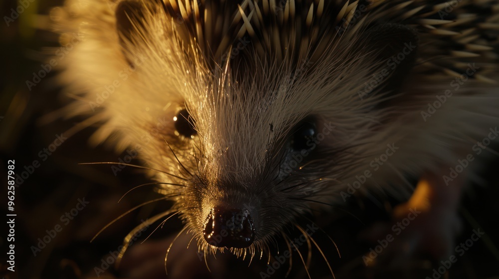 Canvas Prints Close Up of a Hedgehog in Golden Light