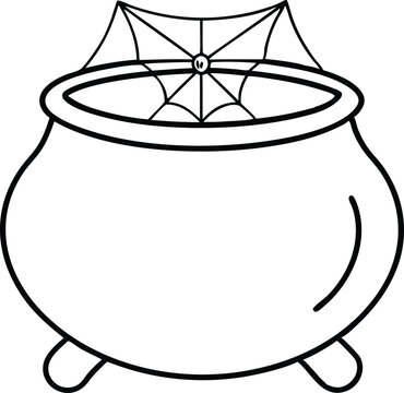 black cauldron with spiderweb clip art preview