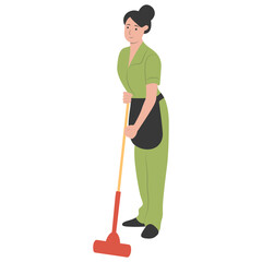 Person Cleaning Illustration with Simple Cartoon Design. Flat Vector Character