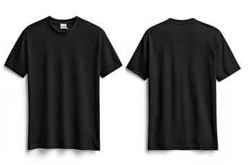 Naklejka premium Black Tshirt Mockup Front and Back Isolated created with Generative AI