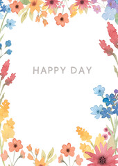 watercolor flowers template for nursery, baby shower, invitation for birthday party