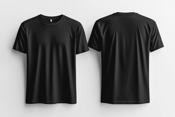 Naklejka premium Black Tshirt Mockup Front and Back Isolated created with Generative AI