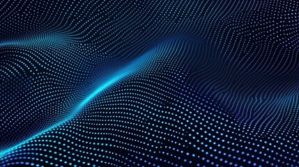 Explore a vibrant vector of dotted wavy lines, showcasing a dynamic blue flow on a sleek black backdrop.