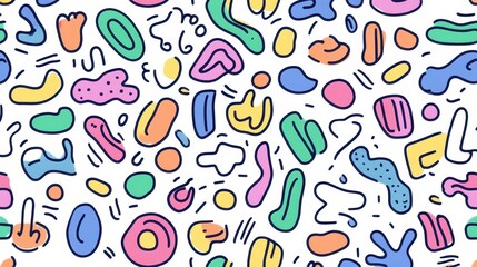 Obraz premium Discover a fun line doodle pattern perfect for kids Ideal for trendy designs and creative abstract projects.