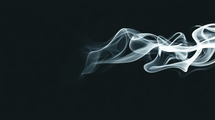 Fluid smoke gracefully dances against a dark backdrop, crafting a captivating visual experience full of mystery and depth.