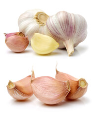 fresh garlic isolated on white background 