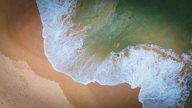 Stunning ocean view of the Mona Vale and beach in the Northern Beaches of NSW, Sydney, Australia. The view was captured from above using a drone&mdash;4k footage. Waves. Rockpool