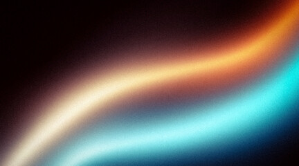 Abstract dark glowing neon blue orange yellow grainy gradient texture background summer poster and banner. Glowing noise texture gradient effect web banner or poster. Neon texture grainy gradient.