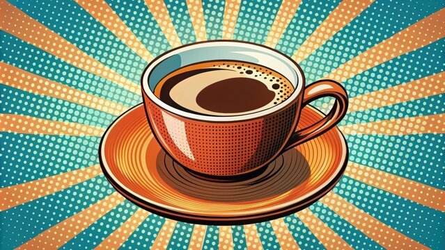 Retro coffee siebdruck design in pop art style, retro, coffee, siebdruck, design, pop art, vintage, colorful