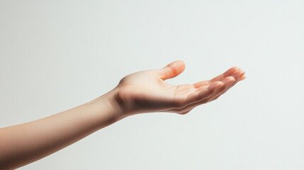 A hand is shown with a white background