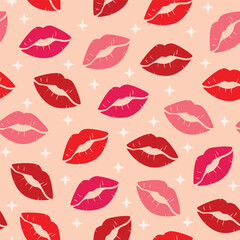 seamless pattern collection of lip marks, lipstick pattern