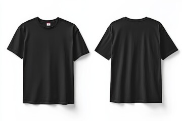Naklejka premium Black Tshirt Mockup Front and Back Isolated created with Generative AI