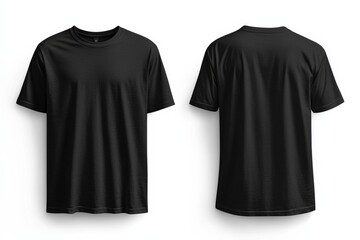 Naklejka premium Black Tshirt Mockup Front and Back Isolated created with Generative AI