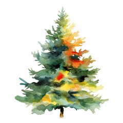 Fototapeta premium A vibrant watercolor painting of a Christmas tree.