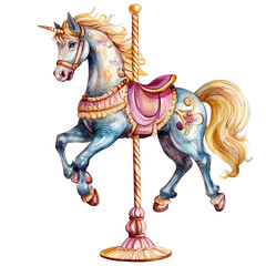 A whimsical carousel unicorn.