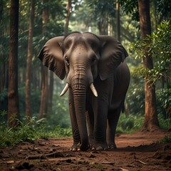photo elephant working in the forest, kerala, india generated AI.