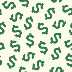 dollar sign seamless pattern in green with transparent background