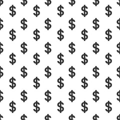 dollar sign seamless pattern in black with transparent background