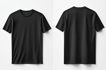 Black Tshirt Mockup Front and Back Isolated created with Generative AI