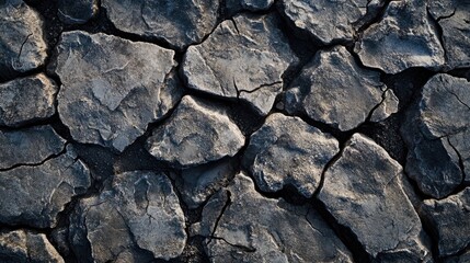 Fototapeta premium Cracked, dry stone surface background with deep fissures and a rugged appearance, ideal for dramatic scenes.
