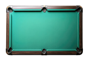 Empty billiard table isolated on transparent background, top view