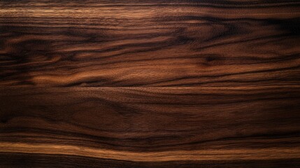 Fototapeta premium Dark walnut wood background with a polished surface, highlighting the rich, deep color and fine details.