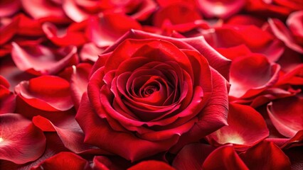 Naklejka premium Close-up of vibrant red rose petals on a soft rose background, flowers, floral, beauty, romantic, love, Valentine's Day
