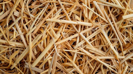 A close-up image of a pile of straw. AI.