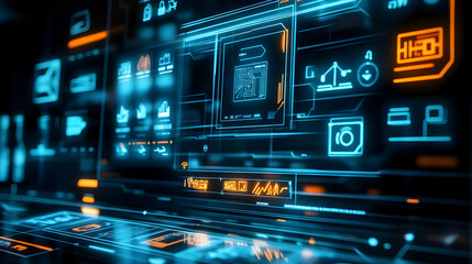 Fototapeta premium Futuristic Digital Interface - 3D Illustration