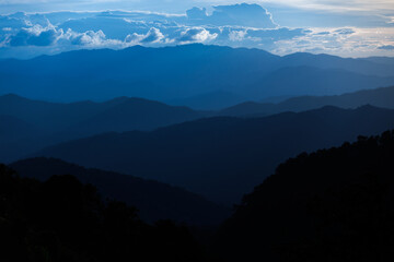 landscape blue mountains in the morning