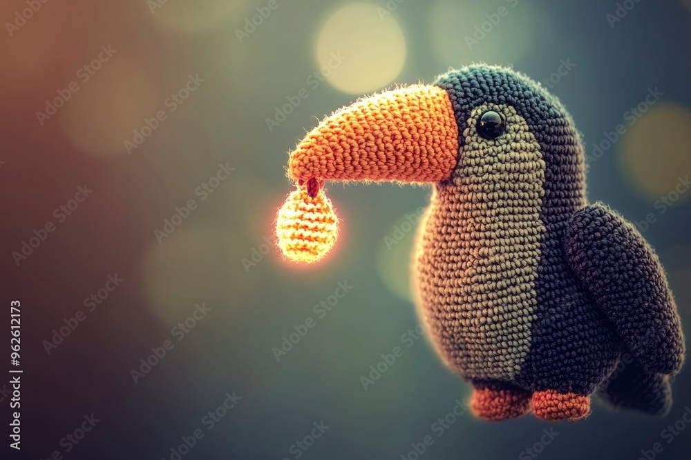 Canvas Prints Adorable Crochet Toucan Toy with Yellow Beak