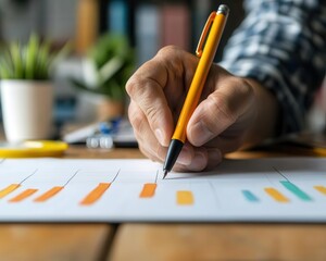Closeup of a financial advisor s hand writing on a notepad during a client meeting about asset management, closeup advisor notepad, wealth management meeting