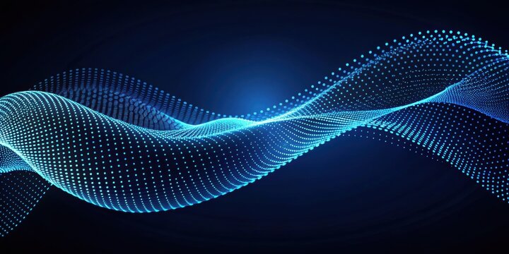 Flowing blue dots creating mesmerizing wave pattern, abstract, representation, flowing, blue, dots, wave, pattern