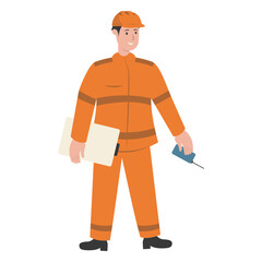 Construction Staff Worker Illustration. Isolated Vector Character with Flat Cartoon Style.