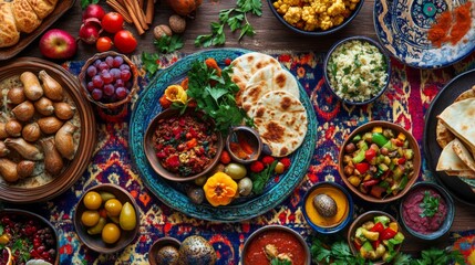 A Table Spread of Middle Eastern Dishes
