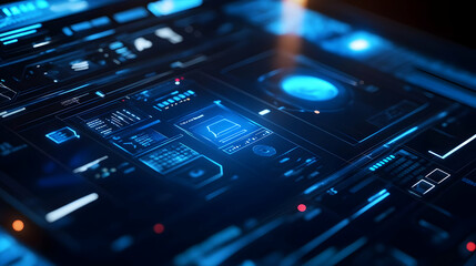 Fototapeta premium Blue Futuristic Interface 3D Illustration